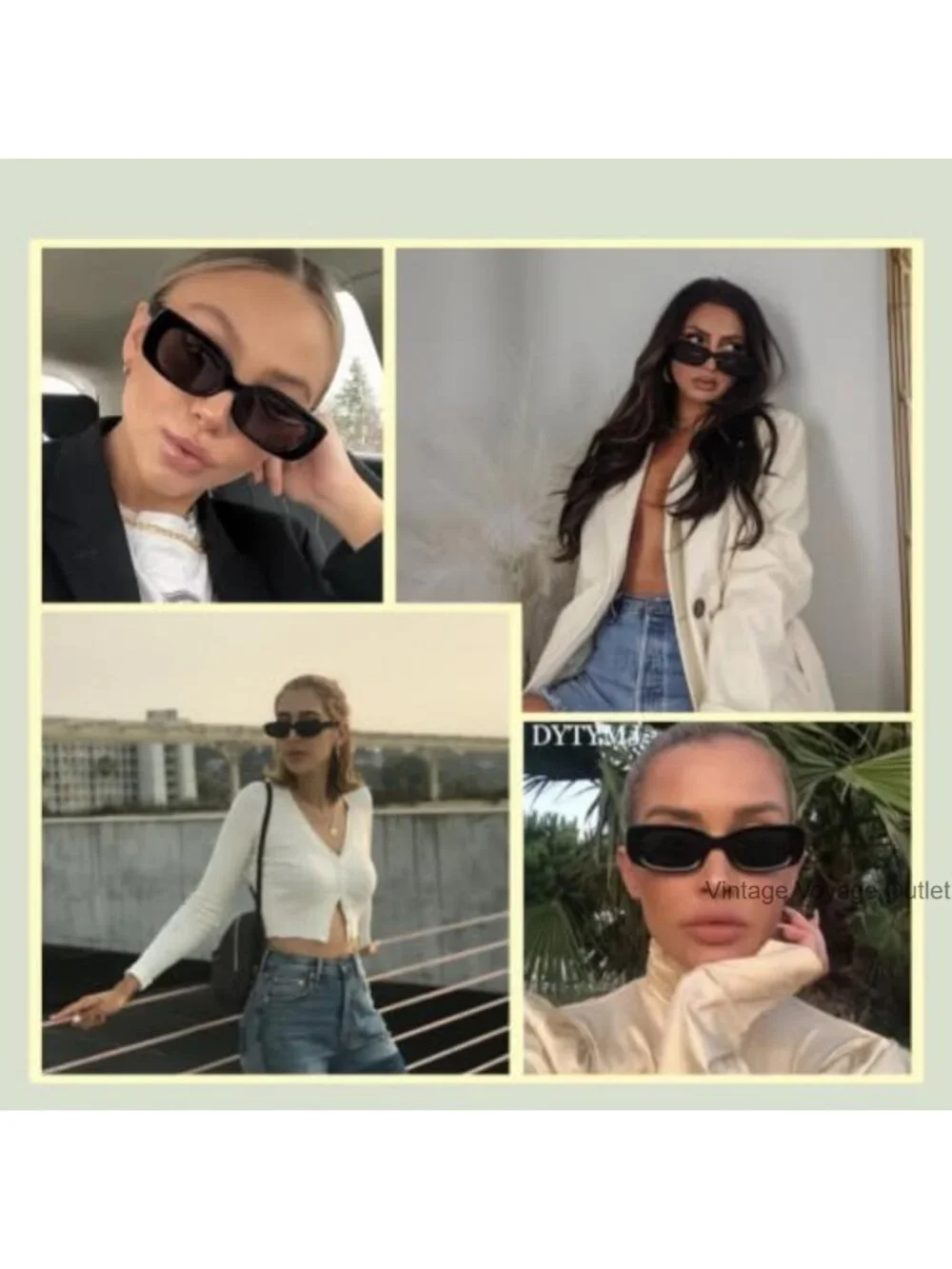 Y2K Rectangle Sunglasses for Women Men UV Protection Chunky Frame Retro